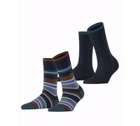 ESPRIT Retro Stripe Multipack W So cotone fantasia confezione di 2 paia, Calzini Donna, Blu Space Blue 6116, 39-42