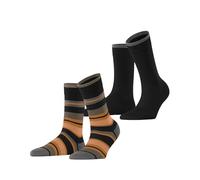 ESPRIT Retro Stripe Multipack W So cotone fantasia confezione di 2 paia, Calzini Donna, Nero Black 3000, 35-38