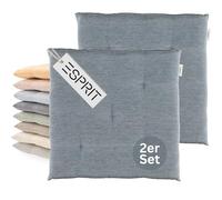 Esprit Set di 2 cuscini da sedia 40x40 cm Blu - Comodi cuscini per sedia per sala da pranzo e cucina - lavabili fino a 30°C - Oeko-Tex - Cuscino per seduta per mobili da giardino, cuscino per sedile