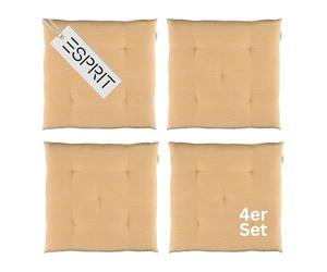 Esprit - Set di 4 cuscini per sedia, 40 x 40 cm, colore giallo, comodi cuscini per sedia da pranzo e cucina, lavabili fino a 30 °C, Öko-Tex - Cuscino per mobili da giardino, imbottitura per seduta