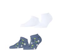 ESPRIT Spring Flowers Multipack W Sn cotone bassi fantasia confezione di 2 paia, Calzini corti Donna, Multicolore White Blue 0090, 35-38