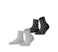 ESPRIT Twig W Sso cotone fantasia confezione di 2 paia, Calzini Donna, Multicolore Schwarz Grau 0050, 39-42