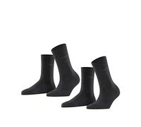 ESPRIT Uni 2-Pack W So cotone tinta unita confezione di 2 paia, Calzini Donna, Grigio Anthracite Melange 3080, 35-38