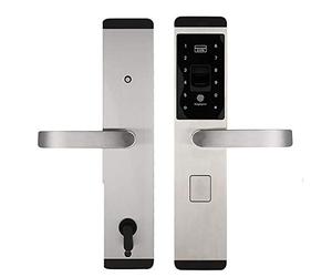 Espymax intelligente serratura per la casa - Advanced anti-peep sensore di impronte digitali, RF, acciaio INOX e multi direzione antifurto 4 in 1 serratura elettronica digitale (argento)