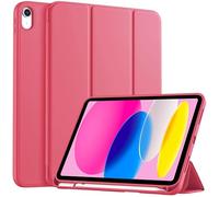 EspZanthic Custodia Cover Compatibile con iPad 11a Generazione (A16) 11 Pollici (2025) / iPad 10a Generazione 10.9 Pollici (2022) Ultra Sottile Retro Cover con Portapenne, Rosso Anguria