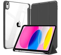 EspZanthic Custodia per iPad (A16) 11a/10a Generazione (2025/2022) con Slot Speciale per Pencil e Adapter, Posteriore Chiaro Trasparente Tablet Cover Antiurto, Nero Spazio