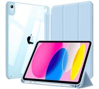 EspZanthic Custodia per iPad (A16) 11a/10a Generazione (2025/2022) con Slot Speciale per Pencil e Adapter, Posteriore Chiaro Trasparente Tablet Cover Antiurto, Blu