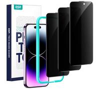 ESR 3 Pezzi Pellicola Privacy per iPhone 14 Pro Max,Cornice di Allineamento | Grado Militare, Vetro Temperato 9H, Filtro Privacy, Copertura Totale, Guida installazione, Antigraffio