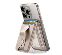 ESR Aura Portafoglio per MagSafe, Blocco RFID, Conserva 5 carte, Supporto Regolabile,Presa Sicura con Passante per le Dita,Portacarte per iPhone 16/15/14/13/12,Non compatibile con Dov’è,Titanio Sabbia