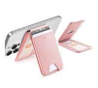 ESR Aura Portafoglio per MagSafe (HaloLock), Compatibile con Il Portacarte Magsafe, Supporto per 5 Carte, Pelle Vegana, Supporto Regolabile, per iPhone Serie 16/15/14/13/12, Non per 13/12 Mini, Rosa