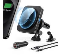 ESR Caricabatterie da auto MagSafe, Caricatore Wireless Magnetico da 15W, Supporto per la Bocchetta Dell'Aria, per iPhone 17/17e/16/15/14/13/12, Galaxy S26/S25, Caricatore da Auto Veloce QC 3.0 da 36W