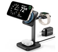 ESR Compatibile con Magsafe caricatore wireless 3 in 1, stazione ricarica wireless magnetica, Made for Apple Watch, Portatile, Ricarica rapida per iPhone serie 17e/17/16/15/14, AirPods 4/3/2, Nero