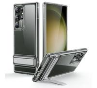 ESR Cover con cavalletto per Samsung Galaxy S23 Ultra, Trasparente | 3 modalità di supporto, Ricarica wireless, Protezione militare anti-caduta, ultrasottile