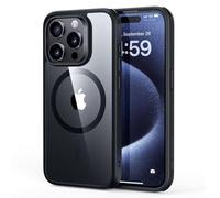 ESR Cover Magnetica per iPhone 15 Pro, Compatibile con MagSafe, Custodia con HaloLock, Protezione di livello militare, Resistente all'ingiallimento, Retro resistente ai graffi,Nero Trasparente