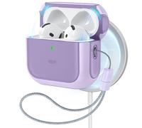 ESR Cover per AirPods 4 (2024), Compatibile con AirPods di 4a Gen (USB-C), Compatibile con MagSafe, Protezione dalle cadute con cordino, Coperchio Magnetico, Serie Orbit, Viola