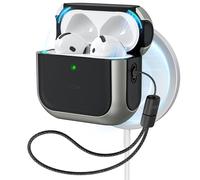 ESR Cover per AirPods 4 (2024), Compatibile con AirPods di 4a Gen (USB-C), Compatibile con MagSafe, Protezione dalle cadute con cordino, Coperchio Magnetico, Serie Orbit, Titanio
