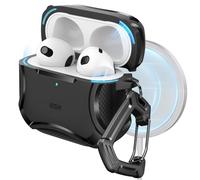 ESR Cover per AirPods 4 2024, Compatibile con MagSafe, Coperchio Magnetico | Compatibile con AirPods 4 2024, Compatibile con MagSafe, Forte Protezione Anticaduta, Chiusura Magnetico, Serie Cyber, Nero