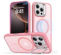 ESR Cover per iPhone 16 Pro con Cavalletto, Magsafe Custodia con Halolock, Protezione di livello militare, Supporto ad anello per la fotocamera integrato,Rosa Opaco