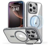 ESR Cover per iPhone 16 Pro con Cavalletto, Magsafe Custodia con Halolock, Protezione di livello militare, Supporto ad anello per la fotocamera integrato,Grigio Trasparente