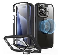 ESR Cover Supporto Flex per iPhone 15 Pro Max, Negro transparente | compatibile con MagSafe, con protezione obiettivo, Protezione militare anti-caduta, Resistente ai graffi