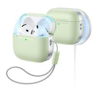 ESR Custodia per AirPods 4ª, compatibile con MagSafe, serie Pulse, Verde | Compatibile con AirPods 4 (USB-C), coperchio magnetico, protezione completa cadute, laccetto, indicatore LED