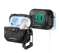 ESR Custodia per AirPods Pro 2, Cover Compatibile con AirPods Pro 2°/1° Gen (2023/2022/2019), Abilitata a MagSafe (USB-C/Cavo Lightning), Chiusura Magnetica, Protezione Anticaduta con Cordino, Nero