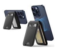 ESR für MagSafe Wallet,für iPhone Wallet mit Ständer, mit Magsafe kartenhalter für iPhone 17/16/15/14/13/12-Serie, für Pixel 10/Pro/Pro XL, Nicht für 13/12 Mini, 3 Kartenhalter, Schwarze Kohlefaser