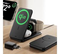 ESR HaloLock 3-in-1 Travel Wireless Charging Set, EU Plug, Black