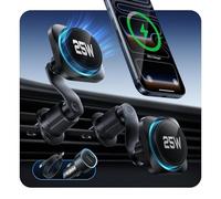 ESR OmniLock Qi2.2 Certificato 25W Caricabatterie Auto MagSafe CryoBoost, Raffreddamento Telefono, Supporto Magnetico Bocchetta Dell'aria, 360° Rotazione, Compatibile iPhone 17/16 con iOS, S26 Ultra
