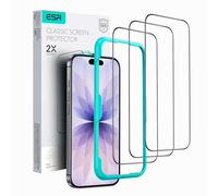 ESR Pellicola Vetro per iPhone 17/iPhone 16 Pro, Grado militare, Infrangibile, Resistenza ai graffi 9H, Vetro temperato con supporto di installazione, Elevata trasparenza, 3 Pezzi