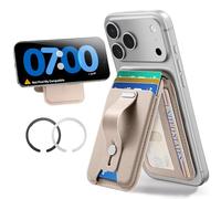 ESR Portafoglio per MagSafe con Supporto Regolabile, Porta 5 Carte | Blocco RFID, Sticker MagSafe Incluso, Wallet Magnetico per iPhone 18 Pro/Pro Max, 17/16-12 e Alcuni Samsung, Titanio Sabbia