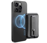 ESR Portafoglio per MagSafe, Supporto per 3 Carte, Pelle Vegana,Passante Sicuro per il dito, Per iPhone serie 17/16/15/14/13/12, Google Pixel 10/Pro/Pro XL, Non per 13/12 Mini,Fibra di carbonio nero