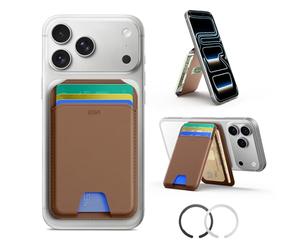 ESR Portafoglio per MagSafe, Supporto per 5 Carte, Supporto Regolabile | RFID Blocco, Sticker MagSafe Incluso, Portafoglio Magnetico per iPhone Serie 18 Pro/Pro Max,17/16-12 e Alcuni Samsung,Marrone
