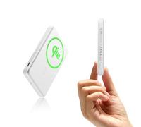 ESR Power Bank MagSafe certificato Qi2, Capacità di 5,000mAh da 15W, Ricarica rapida, Caricatore portatile ultracompatto da 76 cm, Cavo USB-C per iPhone 17/16/15/14/13/12, Google Pixel 10, Bianco