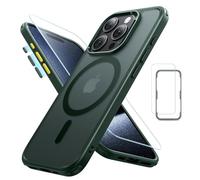 ESR Set di Cover per iPhone 15 Pro Max (5 in 1),Custodia opaca con protezione dello schermo e delle lenti della fotocamera,Compatibile con MagSafe,Protezione di livello militare,Serie Classic,verde
