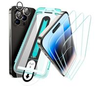 ESR Set di protezioni per lo schermo per iPhone 14 Pro, 3 protezioni per lo schermo in vetro temperato e 1 di protezioni individuali per le lenti, Bordi curvi 2.5D, Copertura totale e antigraffi