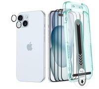 ESR Set Proteggi Schermo Armorite per iPhone 15 Plus, Vetro Temperato Estremamente Resistente, Telaio per una Facile Installazione, 3 Pezzi con 1 Set di Protezione Singola per Fotocamera
