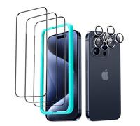 ESR Vetro per iPhone 15 Pro, 3 Pezzi, e 2 di Pellicola Fotocamera individuali per Le Lenti, 6.1 Pollici, Bordi curvi 2.5D, Copertura Totale e antigraffi