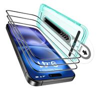 ESR Vetro temperato per iPhone 16 Plus/iPhone 15 Plus, Protezione per lo schermo con durezza 9H, Infrangibile di livello militare, Copertura totale con supporto Flawfit di adattamento, 3 Pezzi