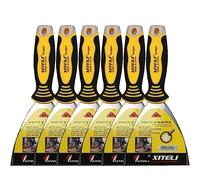 ESreake Confezione da 6 raschietti per stucco da 10,2 cm, con manico ergonomico in plastica per nastrare vernice, pareti, pavimenti, piastrelle, utensili in metallo, rimozione per legno, raschietto per carta da parati (10,2 cm)