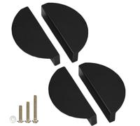 ESreake Maniglie a mezzaluna per armadietti, confezione da 4 maniglie a semicerchio per cassetti da 6,4 cm, per armadietti da cucina, con 3 tipi di viti (confezione da 4, nero)