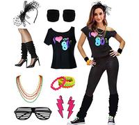 esrtyeryh Women Costume I Love The 80's Disco anni '80, accessori per costume, nero, XL/XXL