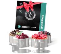 Ess-Nische® Anelli per hamburger e dessert 10 cm - Accessorio ideale per grigliate - Pressa per hamburger da barbecue - Accessorio per pasticceria Mini teglia per torte - Teglia per panini - Set da 4