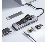 ESSAGER Docking Station per SSD M.2 NVMe e SATA, Adattatore M.2, USB 3.2 (Gen2, 10 Gbit/s), HDMI 4K@30Hz, SD3.0 e TF, Senza Attrezzi, USB-C, PCIe Tasto M, Supporto Thunderbolt3 (8 in 1)