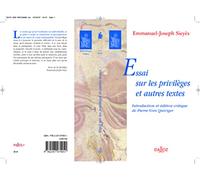 Essai sur les privilèges et autres textes