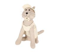 Esschert Dapper - Fermaporta a forma di gatto | Figura di gatto in tessuto, cappello a righe e papillon
