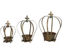 Esschert Design Aged Metal Vaso da Fiori a Forma di Corona - Set da 3 Pezzi - 1 set