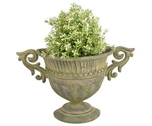 Esschert Design AM71 - Urna da parete in metallo anticato, colore: Verde