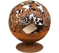 Simil Ruggine Feuerball Fiori 58x58x66cm Braun Metallo Falò Braciere XL XXL