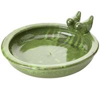Esschert Design FB489, verde bagno di uccelli rotondo in ceramica, 4.3"* 12.9"* 12.7"
